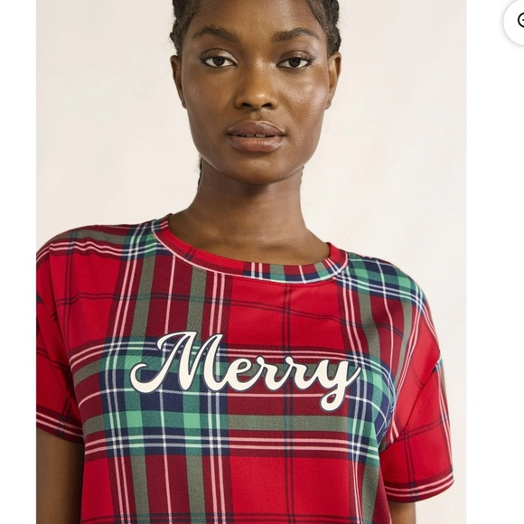 Women’s NWT Merry Plaid Red and Green Chemise 2XL-3XL with front pockets - Picture 2 of 6